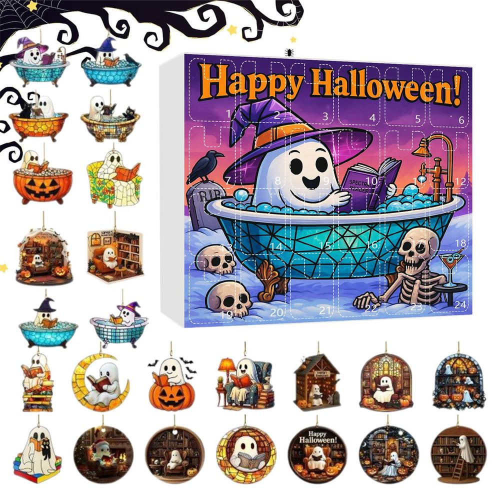 Halloween Countdown 24 Day Reading Ghost Countdown Calendar 2D Acrylic Halloween Decorations For Indoor Display Tree Haunted