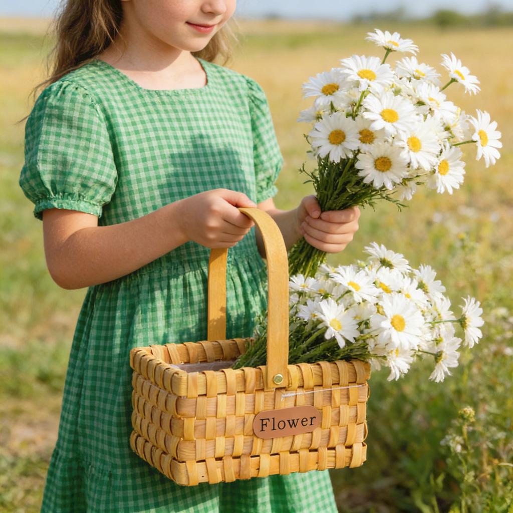 Handgeflochtener Rattan-Einkaufskorb, Badekorb, Picknickkorb für draußen, Gemüseeinkaufs- und Pflückkorb, Altmodischer Gemüsekorb.