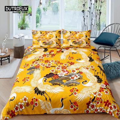 Home Living Luxury 3D Crane Bedding Set Comfortable Duvet Cover Set Pillowcase Kids Bedding Set Queen and King EU/US/AU/UK Size