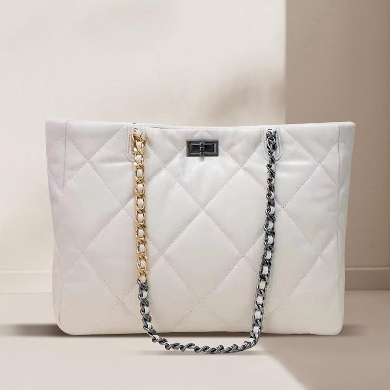 Leather Small Fragrant Wind 19Bag Shopping Bag Sheepskin Rhombus Chain Tote Bag Shoulder Bag Large Capacity Women'S Bag