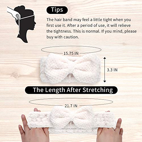 3 Pack Spa Microfiber Bowtie Headbands Makeup Headband Skincare Headbands Facial Headband Face Wash Headband Face Washing Headband Towel Headbands