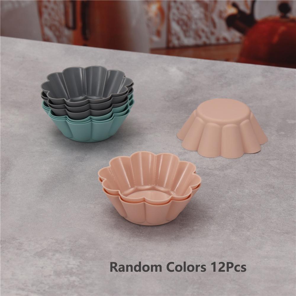12 stk/sett Silikonkakeform Rundformet Muffins Cupcake Bakeformer Kjøkken Matlaging Bakeware Maker DIY Kakedekoreringsverktøy