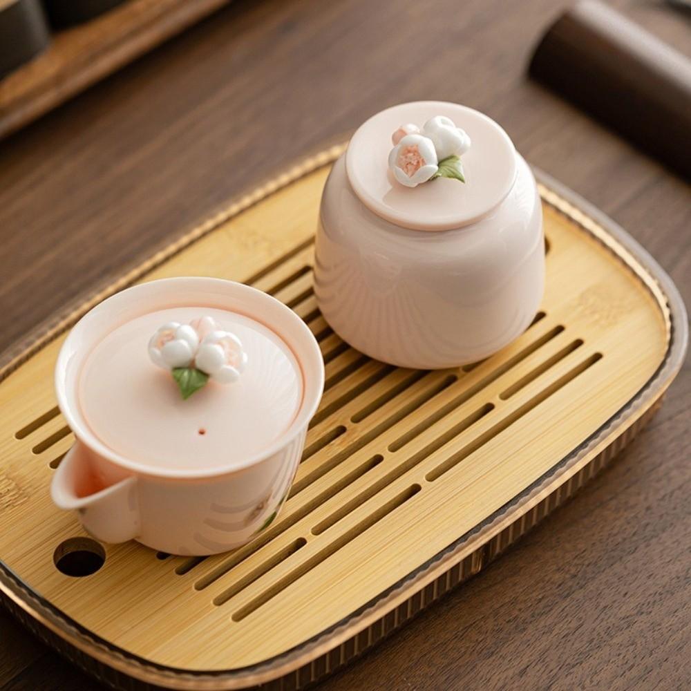 Moisture Proof Ceramic Tea Jar Pink Tea Sealed Jar Creative Tea Tin Can  Kitchen