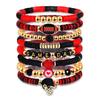 Game Day Bracelets Stackable Sports Football Charm Bracelets Elasticated Football Themed Bracelets Set for Football Fans Boho Summer Beach Jewelry