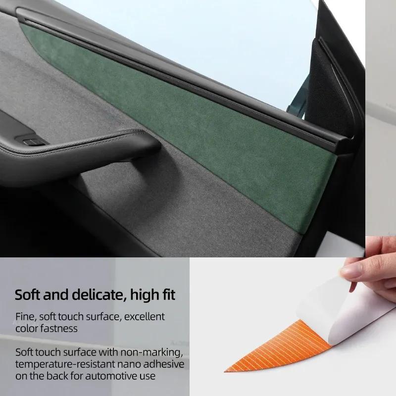 Betterhumz For Tesla Model Y Juniper 2025- Made of Alcantara Door Strip Decoration Trim Stickers Car Interior Tuning Accessories