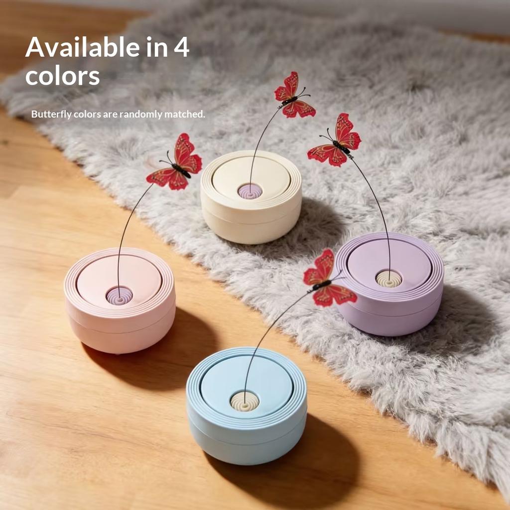 Intelligent Rotating Butterfly Cat Teaser Toy, Realistic Butterfly Automatic Spinning Cat Wand