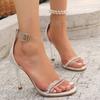 Fashion Fashion 2025 Buckle Strap Women's Sandals New Crystal Office and Career Summer String Bead Best Seller Elegant Heeled Sandals