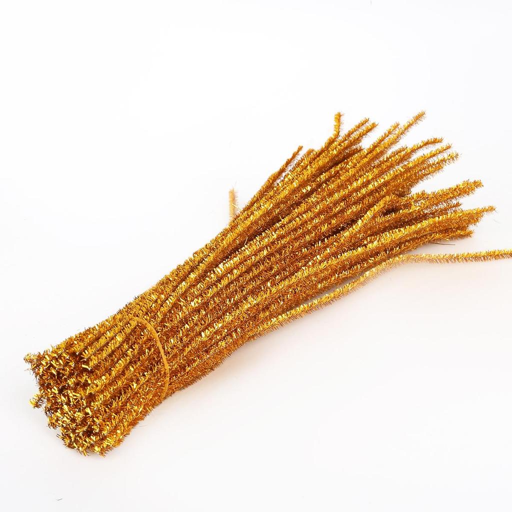 100Pcs Bright Silk Chenille Stem Twisted Rod Wool Root Fluffy Bar Iron Wire DIY Handcraft Twisting Decorations Pipe Cleaners Plush