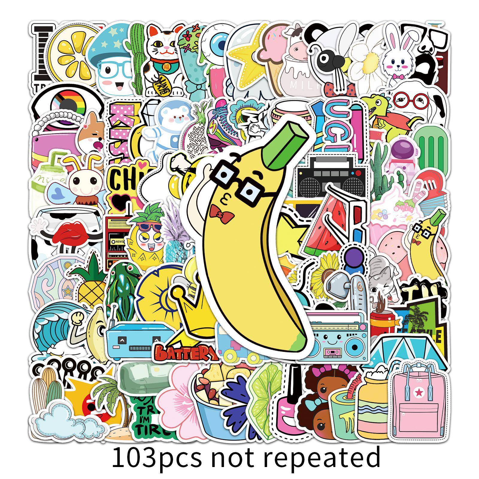 103 PCS VSCO Cartoon Graffiti Stickers - Perfect for Scooters, Luggage, Laptops, and Cars.