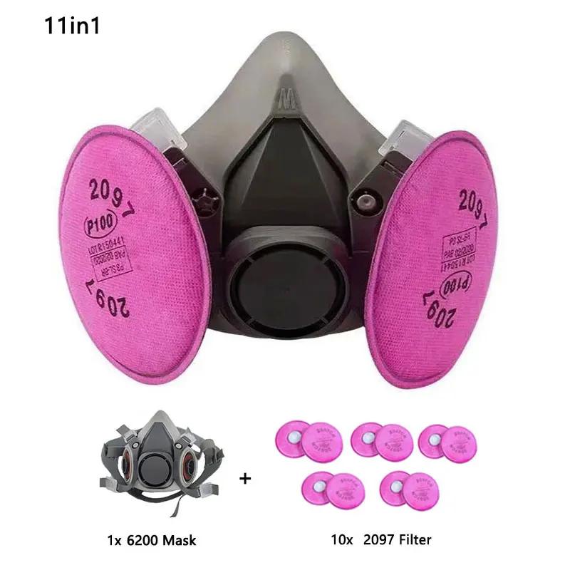 6200 Dust Gas Respirator Half Face Dust Mask With 2097 Filter For Painting Spraying Organic Vapor Welding Grinding Work Safety