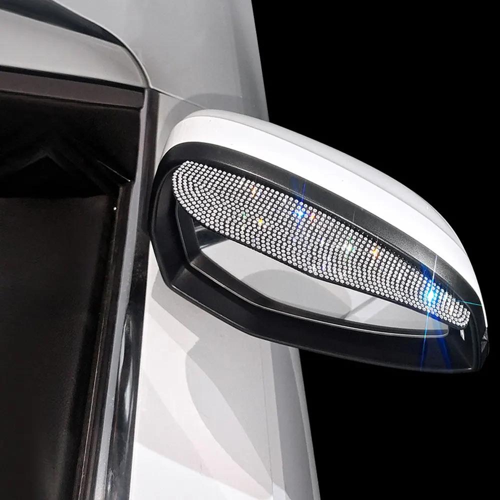 2Pcs Car Side Rear View Mirror Rain Eyebrow Visor Bling Sun Shade Snow Guard Weather Shield Cover Universal Auto Accessories