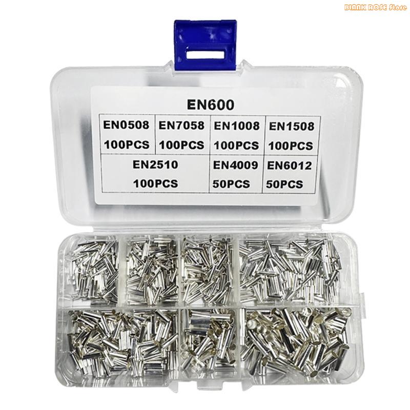 K1AE Pack of 600 Wire End Ferrules Assortment Copper Wire End Ferrules set Uninsulated Cable Sleeves for Wire Connection