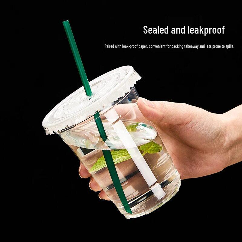 PET Disposable Milk Tea Cup with Lid & Straw - 98mm Caliber, Thickened Plastic for Fruit Tea or Coffee Takeaway