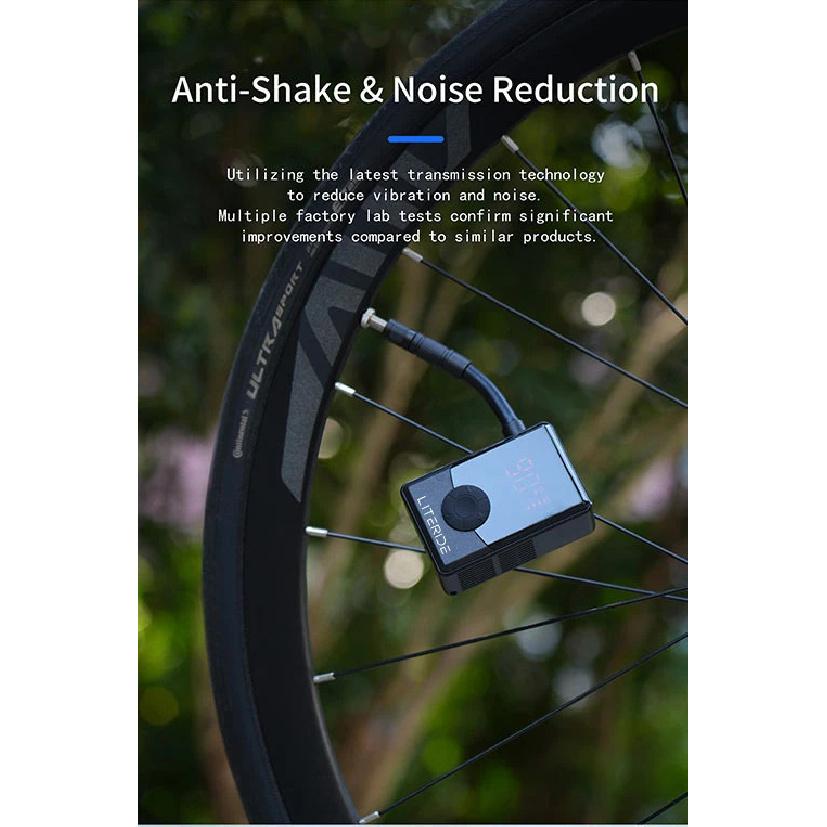 LITERIDE 120 PSI Portable Pocket Bike Electric Air Pump MINI Tire Inflator For Bicycle Digital Gauge Display
