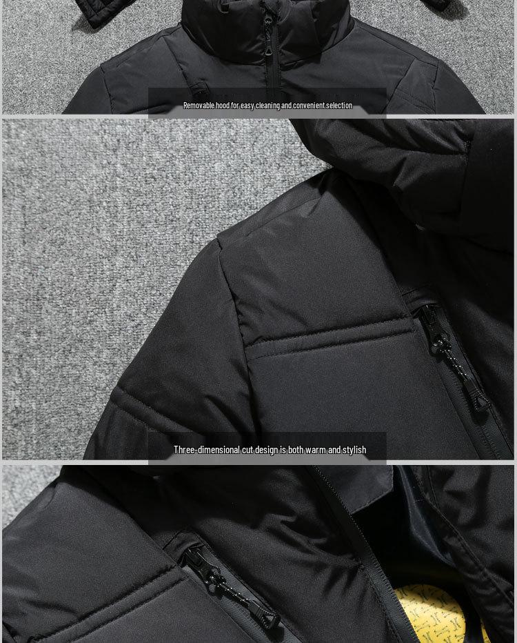 Men's Plus-Size Winter Cotton Jacket with Detachable Hat – Stylish, Warm, Thickened, Cross-Border Outdoor Sportswear