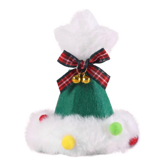 Christmas Pet Scarf Knitted Cat Scarf with Pompom Xmas Trees Santa Claus Scarf Fuzzy Xmas Hat with Star Topper for Festive Party Photo Shoots