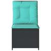 Garden Sofa with Cushions Black and Turquoise Poly Rattan
