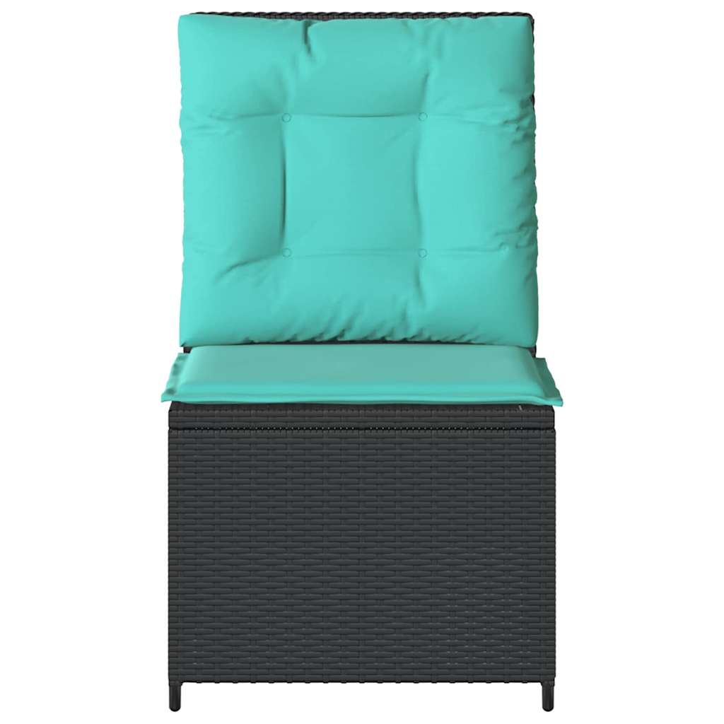 Garden Sofa with Cushions Black and Turquoise Poly Rattan