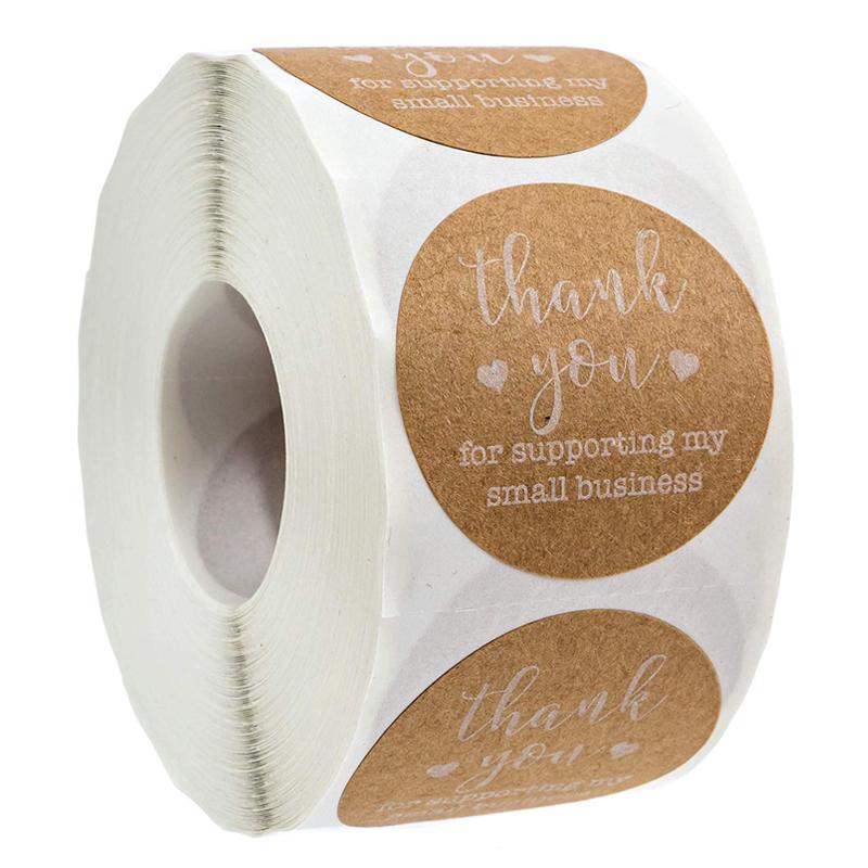 500 Kraft Paper Thank You Sealing Stickers for Handmade Dessert and Cake Gifts