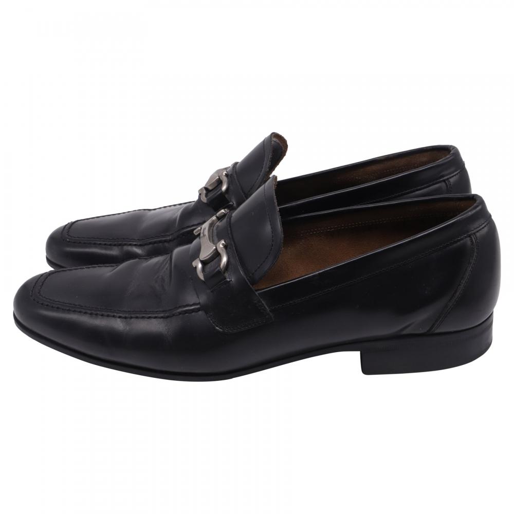 Salvatore Ferragamo Black Leather Gancini Loafers