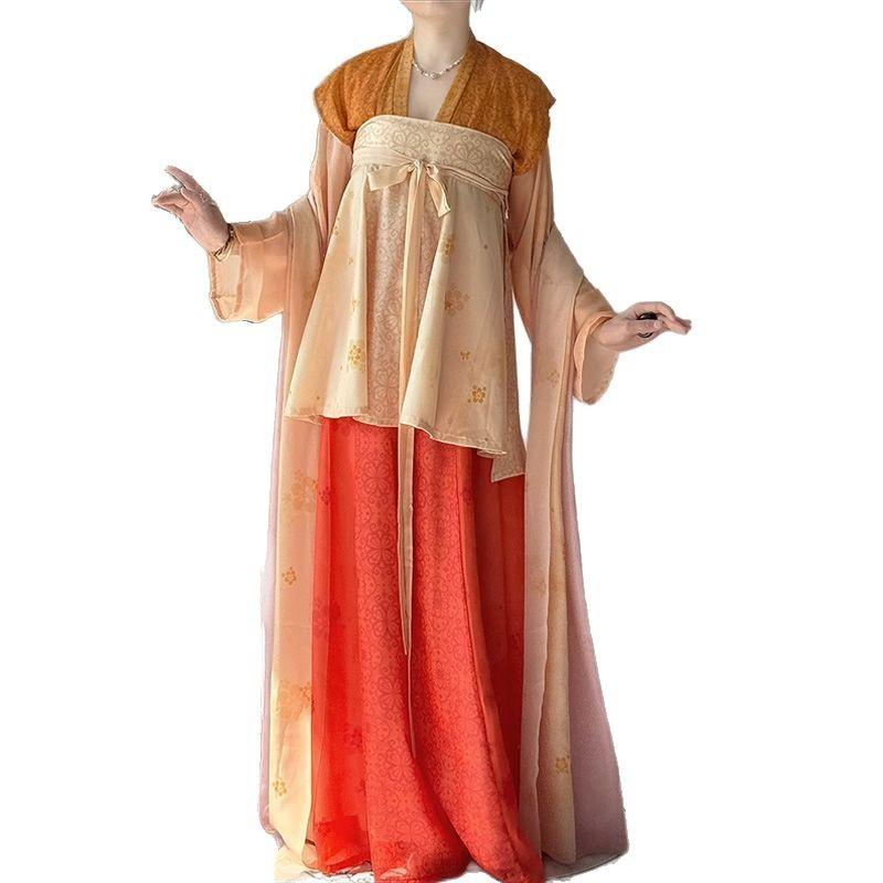 Restore Chinese Tang Dynasty Style Hanfu For Women Tang  Beizi One Piece Skirt Daily Dopamine Suit