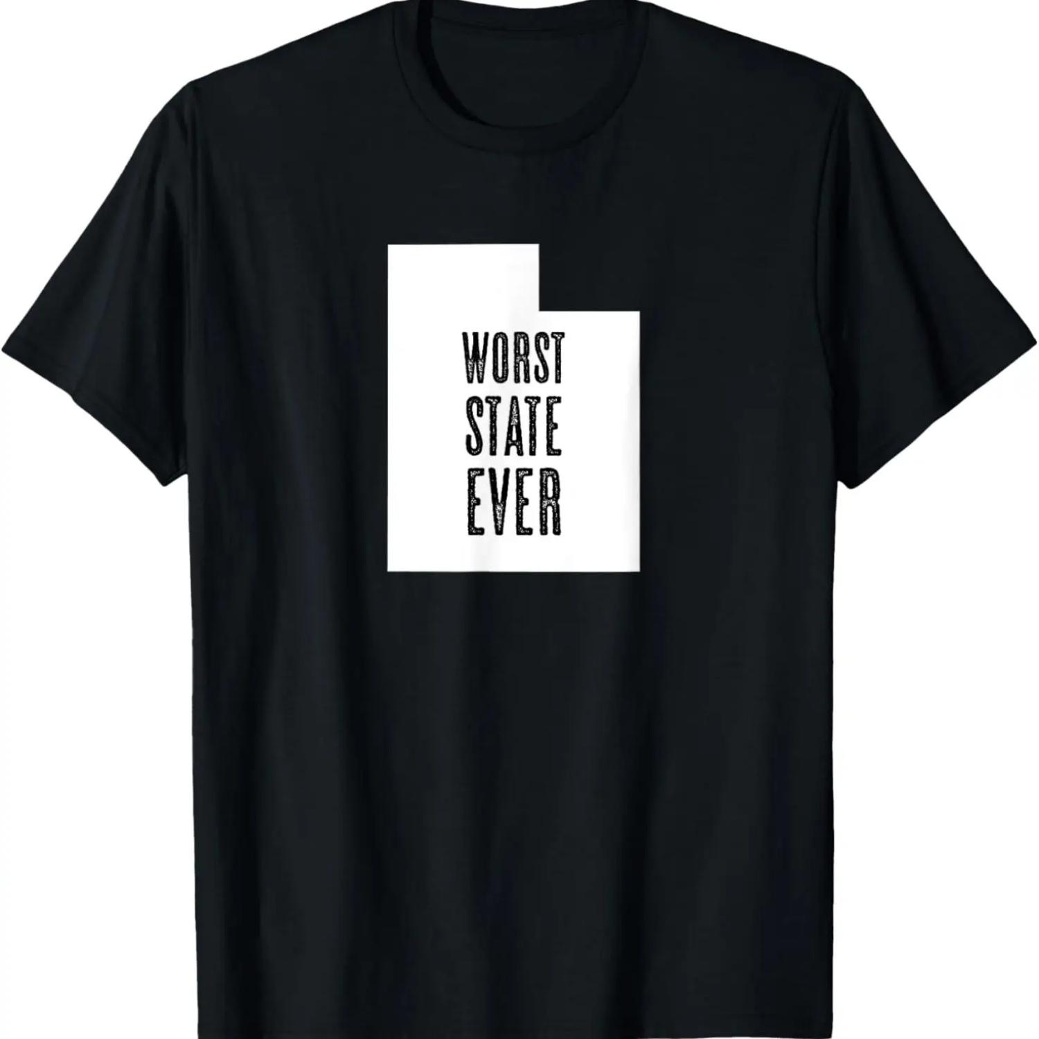 UTAH - Worst State Ever _ UT Sucks - Funny Graphic T-Shirt,100% cotton S