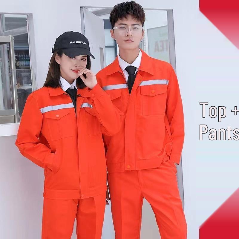 Men's Reflective Long-Sleeve Workwear Set - Durable Auto Repair Attire for Spring & Autumn