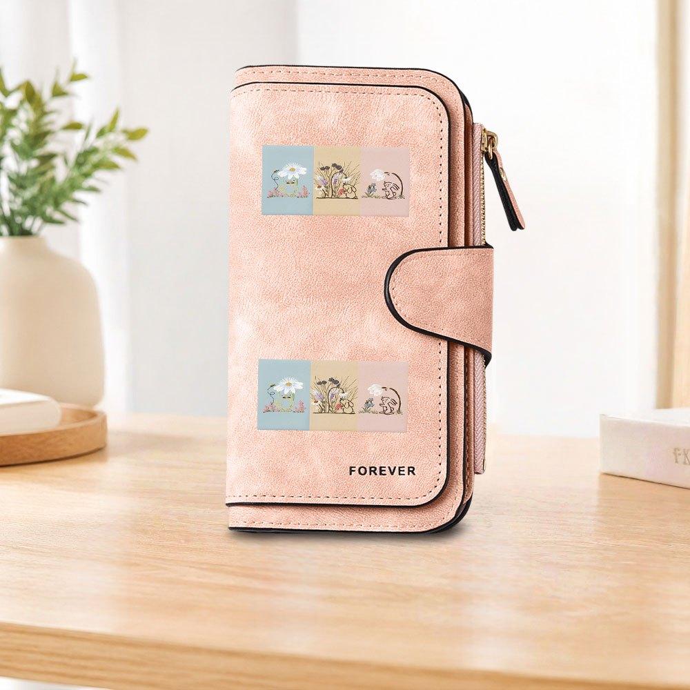Unisex Small Animal Floral Long Zipper Wallet Large Capacity Card Holder Fashionable Zipper Coin Purse Versatile Daily Use Clutch Bag For Women Men