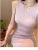 2025 Summer Slimming Knitted Sleeveless Mid-Length Dress for Women