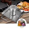 Camping Thick Forked Chicken Grille, Roasted Chicken Plate, Stainless Steel Square Beer Chicken Plate