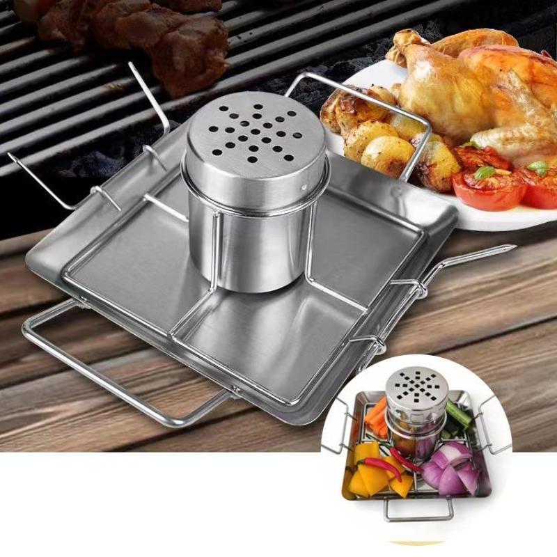 Camping Thick Forked Chicken Grille, Roasted Chicken Plate, Stainless Steel Square Beer Chicken Plate