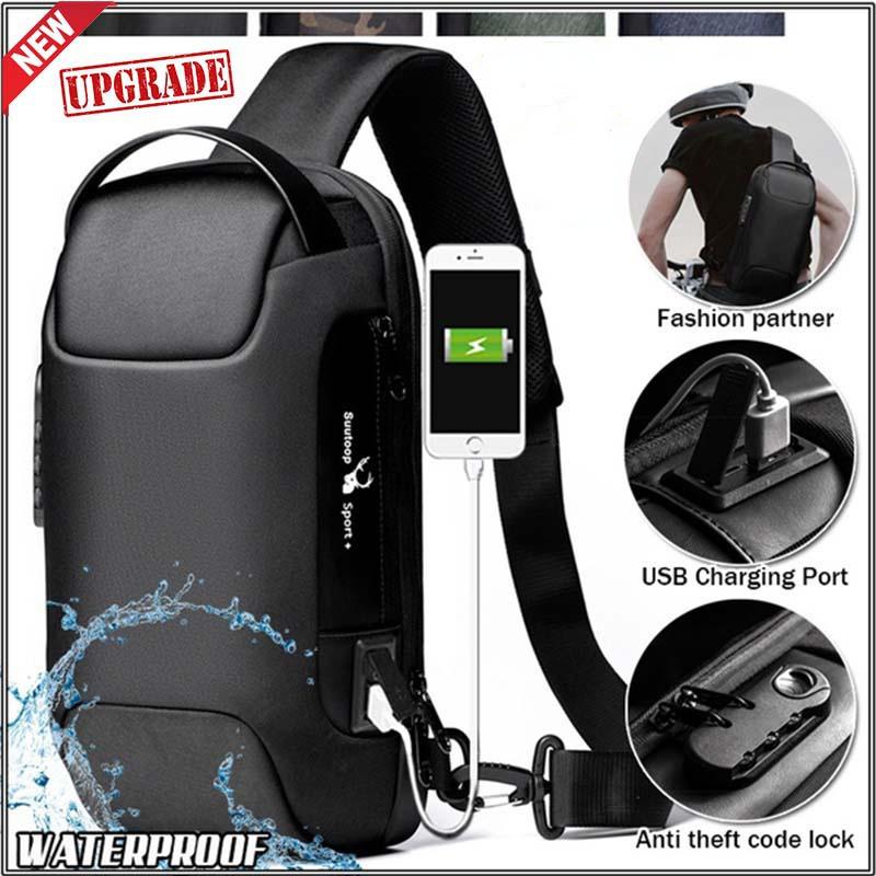 

Новое обновление Мужской водонепроницаемый USB Оксфорд Crossbody Сумка Противоугонная сумка для плеча Многофункциональный дорожный ранец