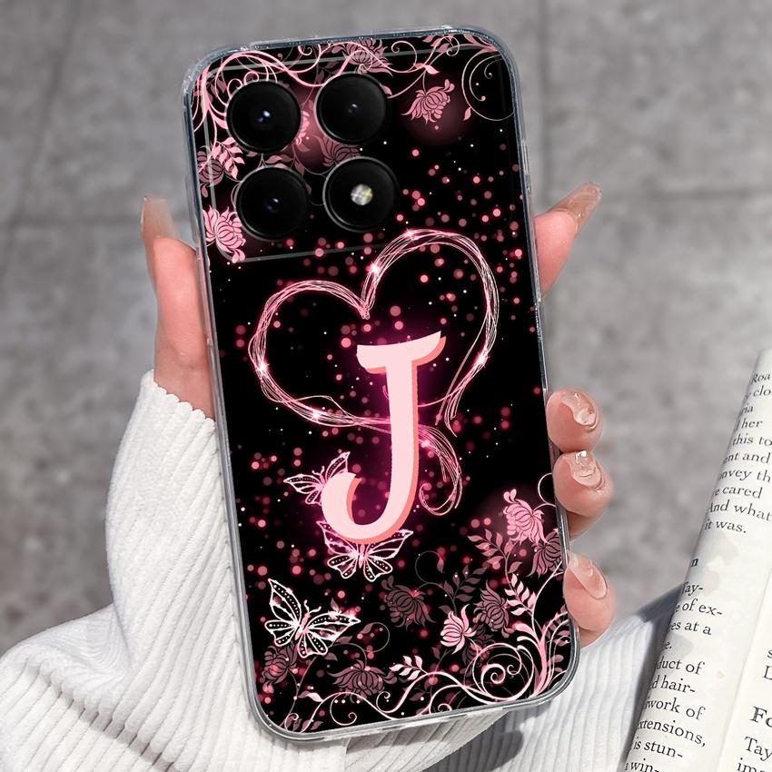 Casing For Redmi K70 K80 K60 K50 K40 K30 K20 Pro K70e K60e K90 Pro Max Phone Case Premium Letters Pattern Transparent TPU Back Cover For Redmi Housing