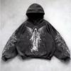 Washed Hooded Sweatshirt Unisex Oversized Long Sleeve Pullover Winter Streetwear Casual Wear