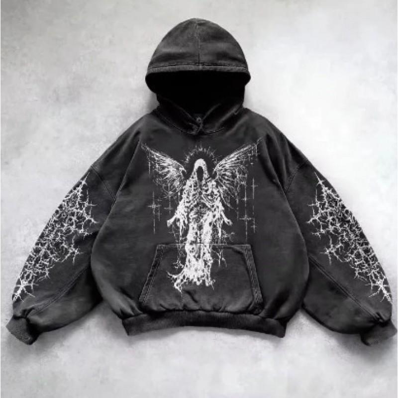 Washed Hooded Sweatshirt Unisex Oversized Long Sleeve Pullover Winter Streetwear Casual Wear