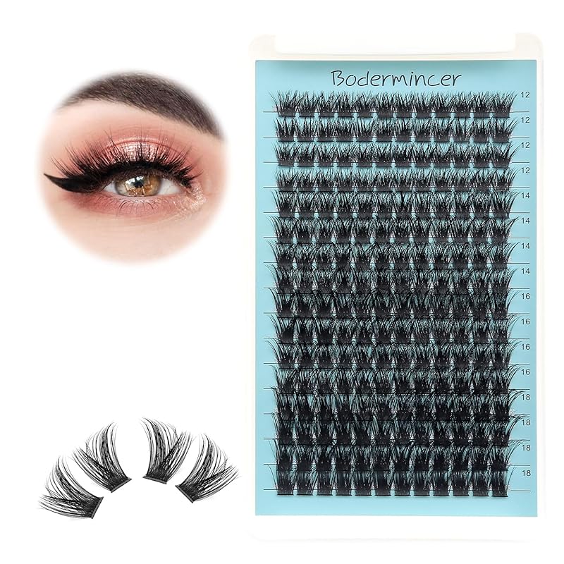 Bodermincer D Curl 16 Rows Large Pack 192 Cluster Eyelashes 8-10-12-14mm Mixed/10-12-14-16mm Mixed/12-14-16-18mm Mixed Length (12-14-16-18mm Mixed) 12-14-16-18mm Mixed