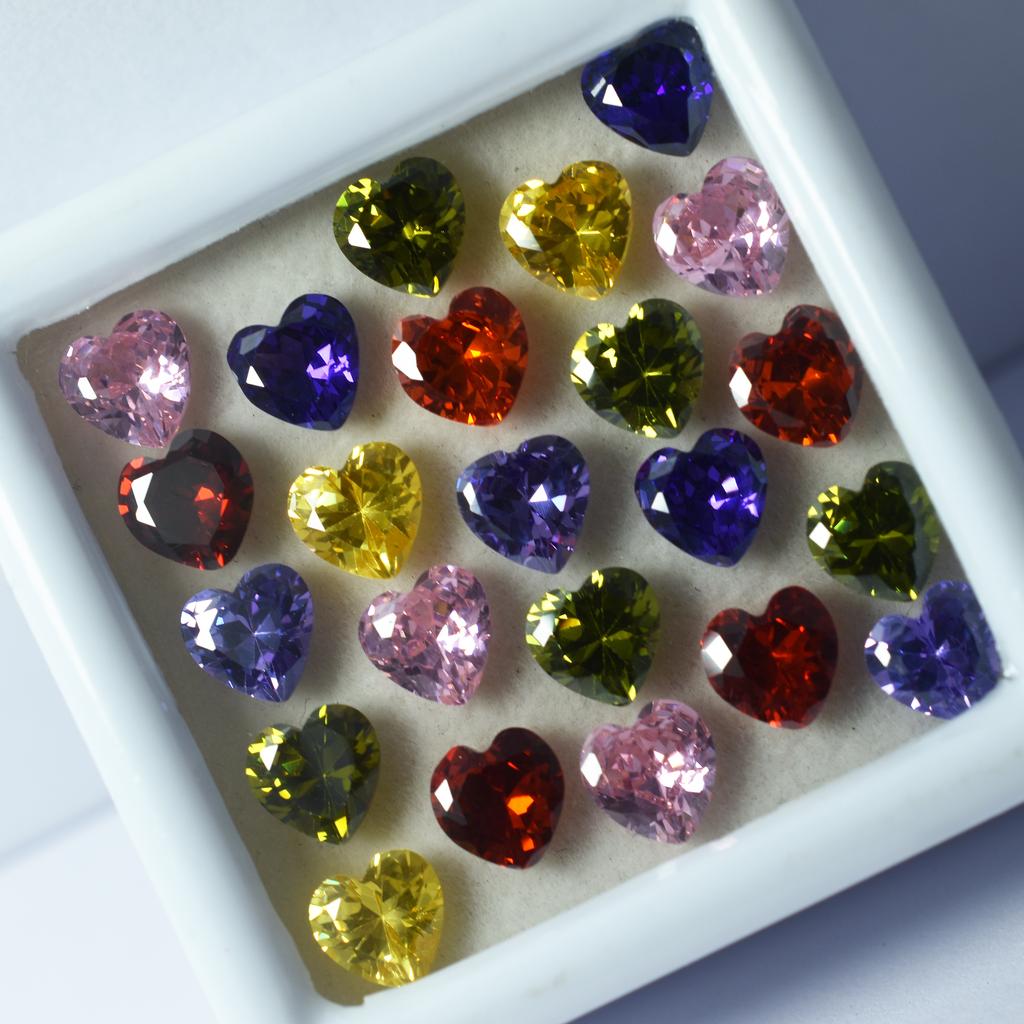 Natural Mixed Color Sapphire Loose Gemstone Heart Cut 49 Pcs 6x6 Mm September Birthday Birthstone