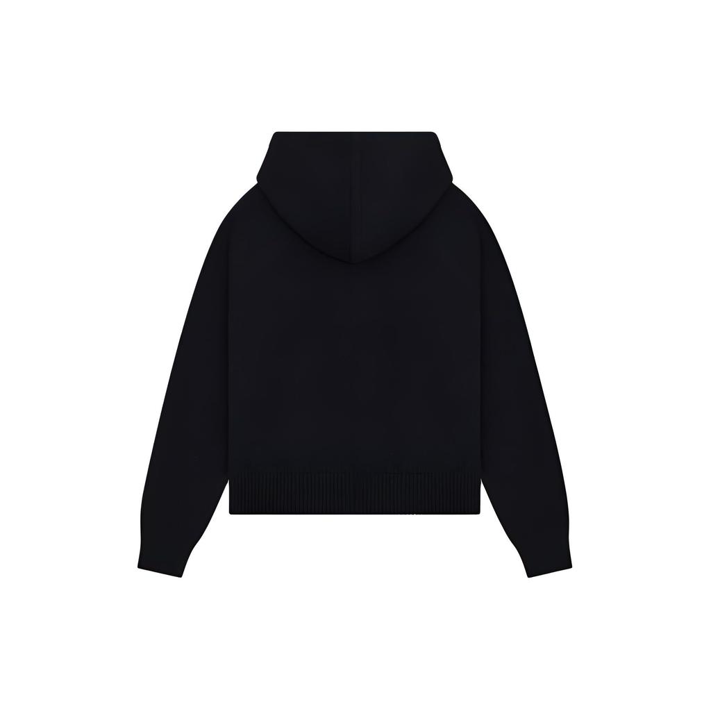 WE11DONE Ss24 Logo Hooded Half-Zip Knit Sweater Unisex Sweater Black WD-KT0-24-615-U-BK