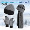 3 Pcs/Set Unisex Winter Beanie Scarf Gloves Set Thick Knitted Warm Cap Touchscreen Gloves Elastic Ear Protection Windproof Winter Outdoor Cycling