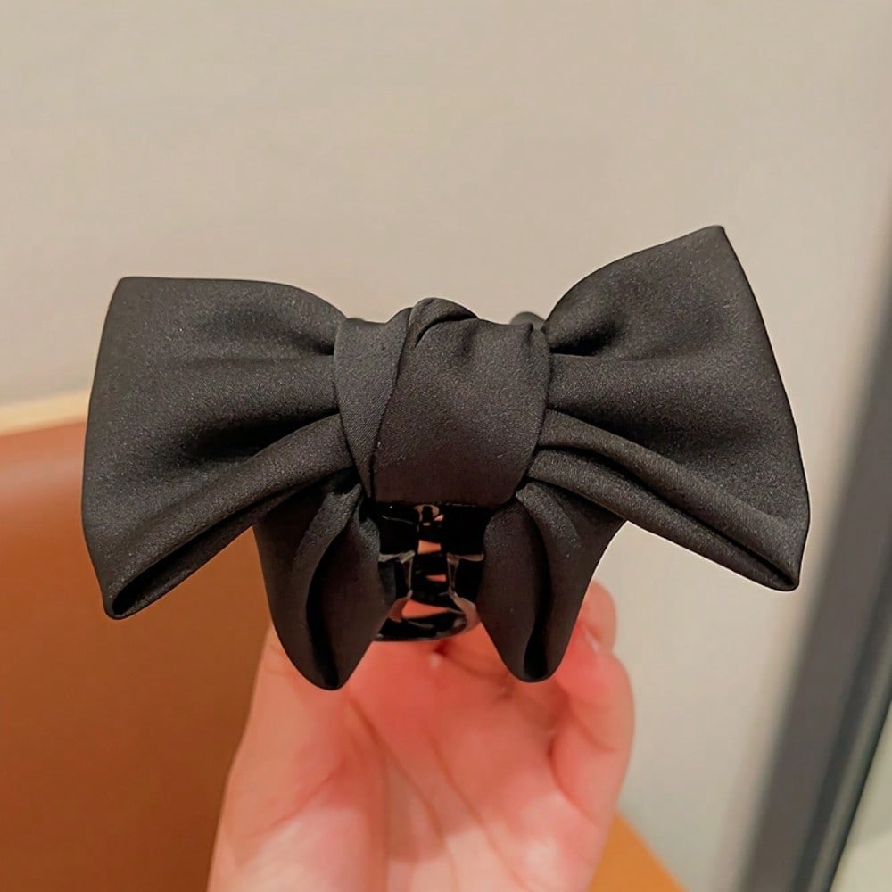1pc Elegant Bow Hair Claw Clip for Women - Stylish Polyester and Spandex Hair Accessory, Non-Feathered, Perfect for Formal Occasions