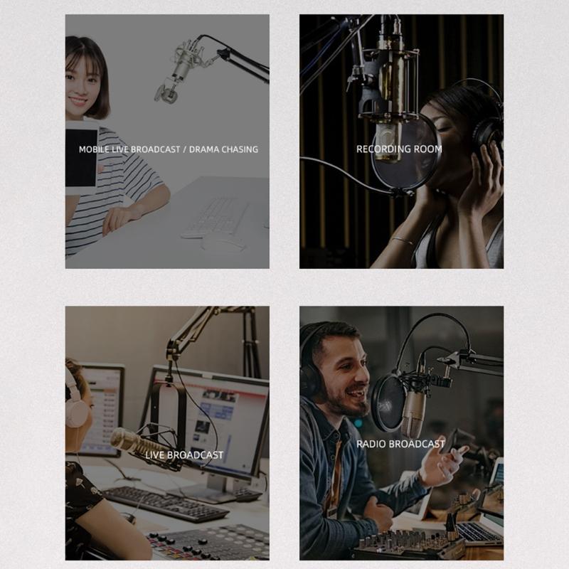 Portable Kits Microphone Desk Arm Stand Mount Smartphone Clip Mic Holder with Tripod Mic Arm 180 Degree Rotation