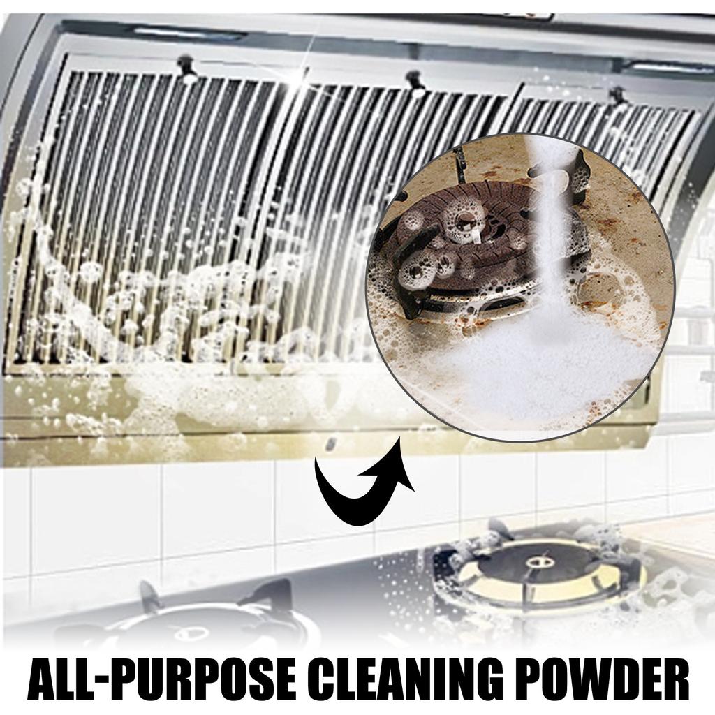 Jaysuing Grease Away Powder Cleaner Čistenie domácnosti v kuchyni Odstraňovanie škvŕn Čistiaci prostriedok na nehrdzavejúcu oceľ Viacúčelový nástroj na odstraňovanie mastnoty Powder