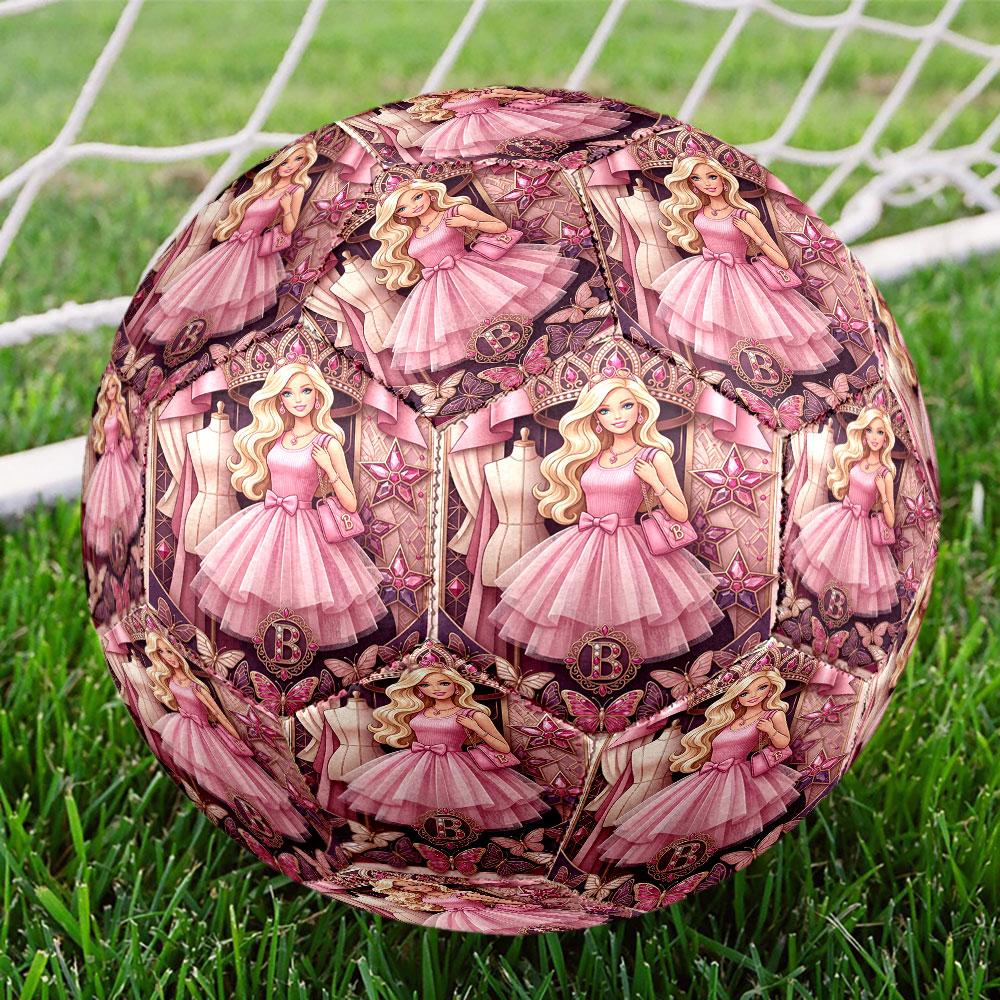 Barbie Print Size 5 Soccer Ball, Standard Match Football for Sports Game and Team Practice, Ideal Gift for Soccer Fans