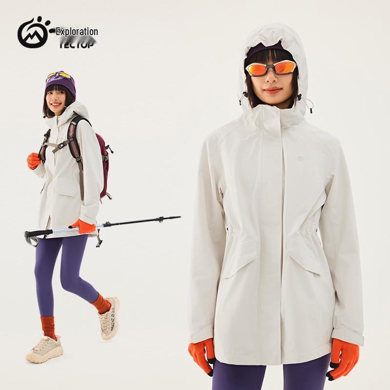 YX-25 Women s Slim Fit Windproof Waterproof Fleece-Lined Mid-Length Mountaineering Jacket Extra Large