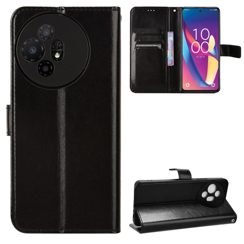 TCL 50 XL 5G Leather Flip Case with Card Holder & Lanyard, Crazy Horse Pattern
