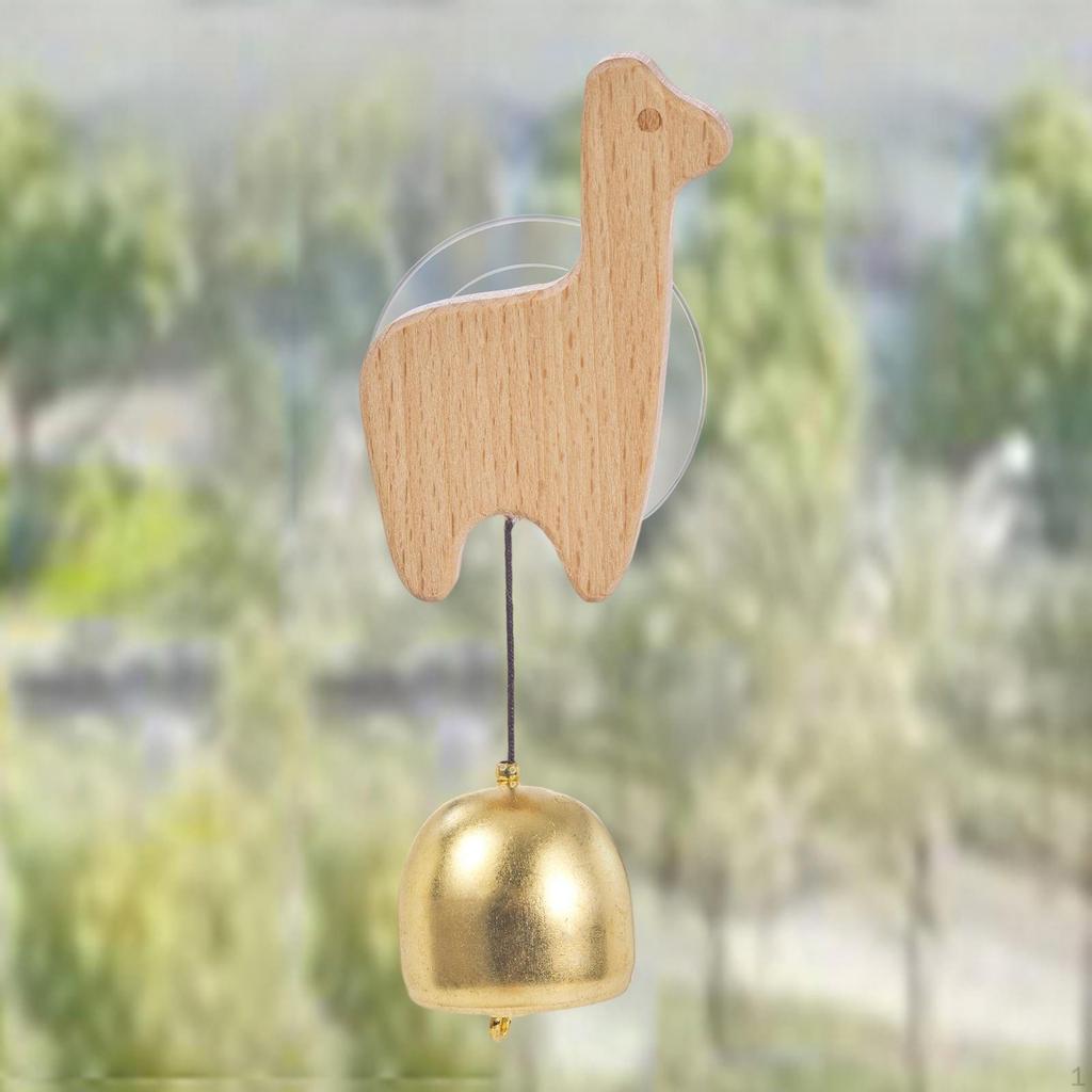 Merchant's Bell with Suction Cup, Wooden Door Ornament, Hanging Doorbell for Shop Front