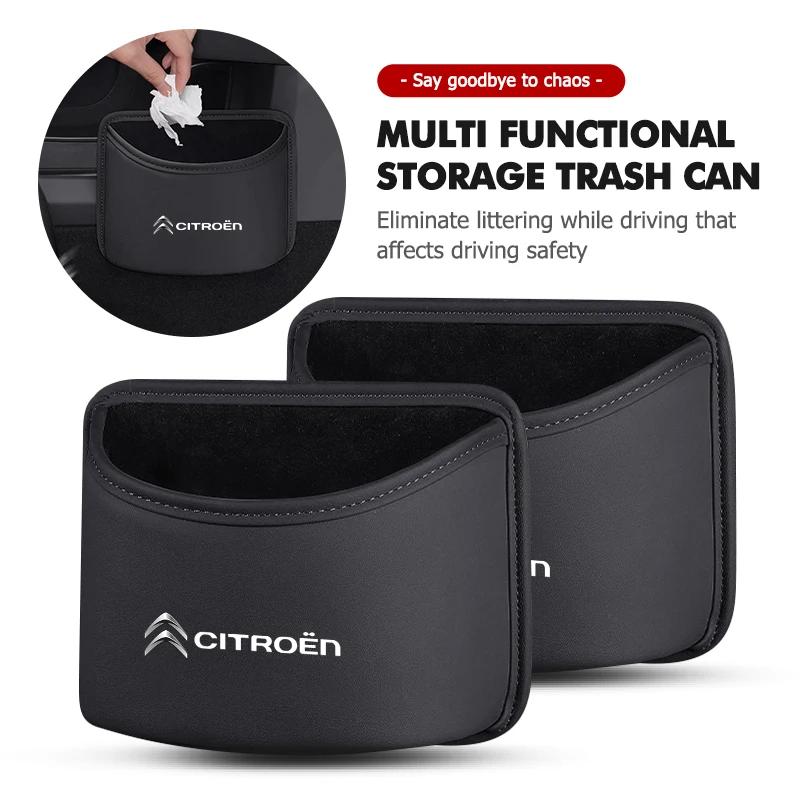 Leather Car Trash Bin Hanging Garbage Dust Case Storage Box For Citroen Grand Berlingo Jumper Celysee Xsara Picasso Aircross YV4