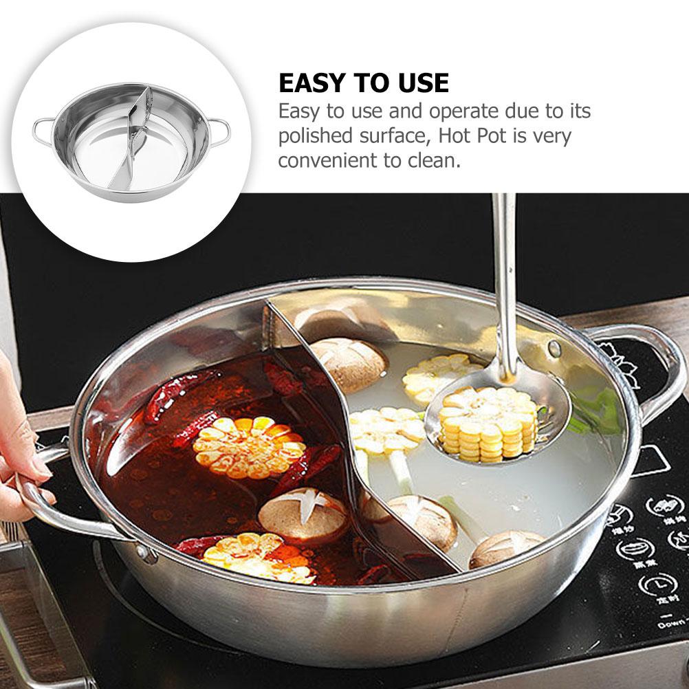 Stainless Steel Divided Hotpot Pot Double Handle Thickened Hot Pot Cooker Suitable Gas Induction Electric Stove
