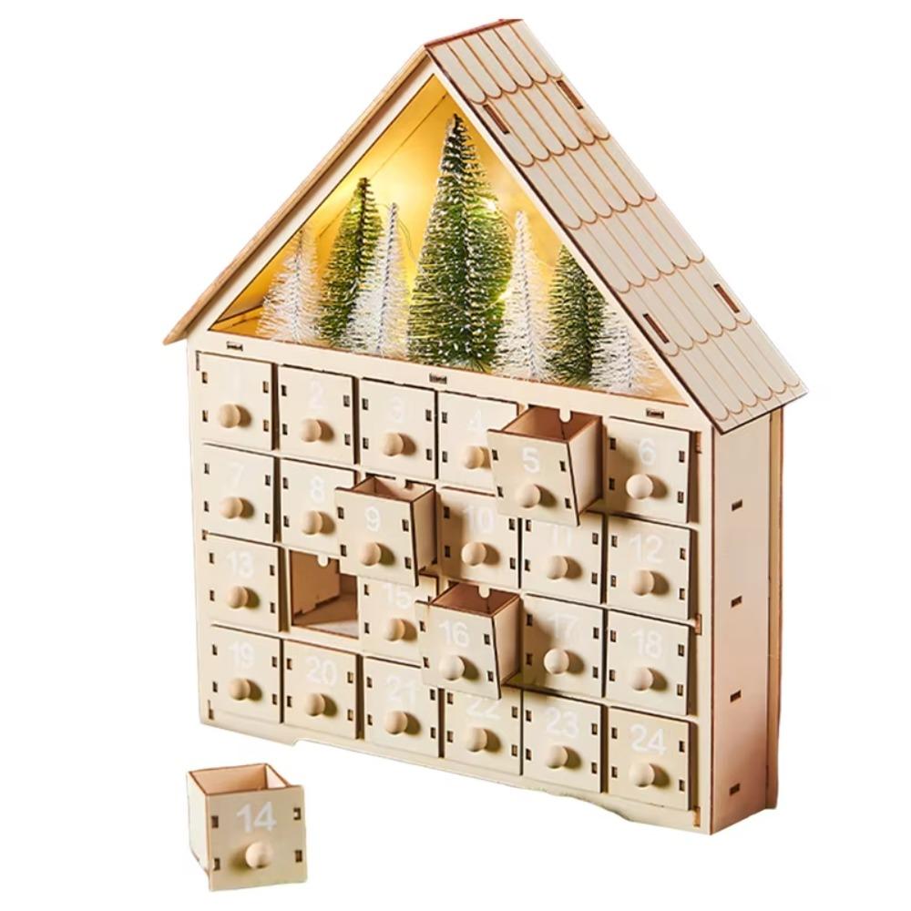 LED Christmas Advent Calendar House Shape Christmas Desktop Ornaments  New Year