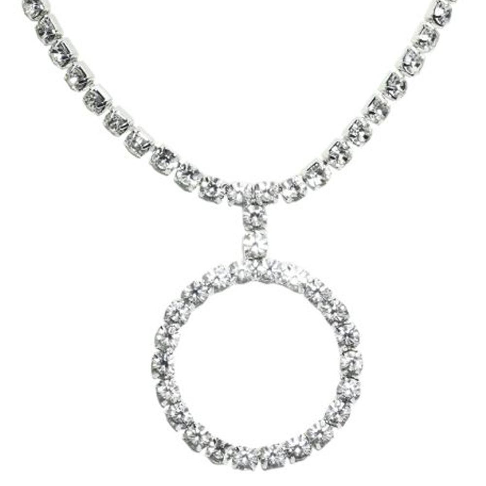 Modische Dekoration Kreis Anhänger Halskette Strass Einfachheit einreihige Kette Design High-End-Accessoires Frauen